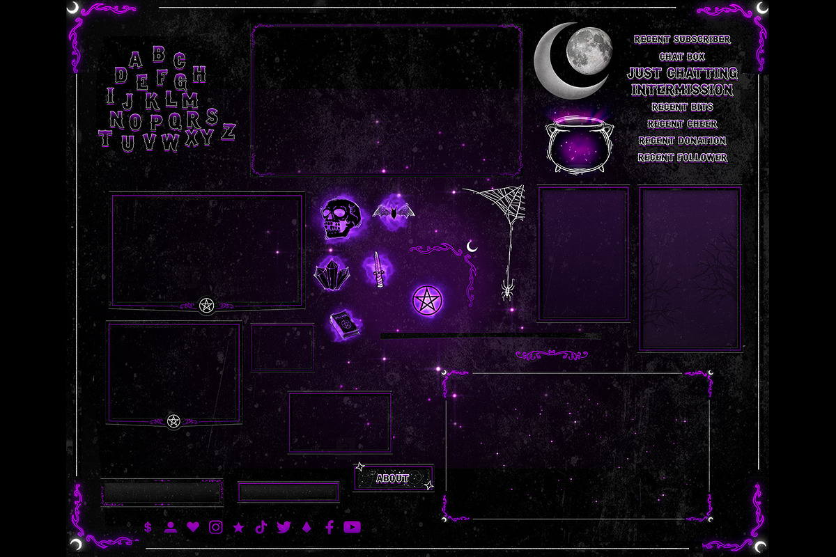 Gothic Witch Twitch Stream Overlay, an Illustration by LazyBonesMarket (Photo 3 of 7)