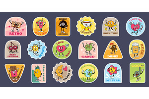Groovy stickers design. Funky labels, a Food Illustration by Valerie Bodnar