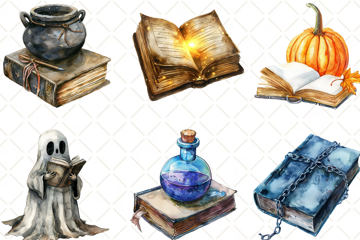 Cute Halloween Reading Clipart, an Illustration by Black Bird Studio (Photo 3 of 6)