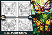 Stained Glass Butterfly Coloring Pag, an Animal Illustration by protabsorkar11 (Thumbnail 1 of 6)