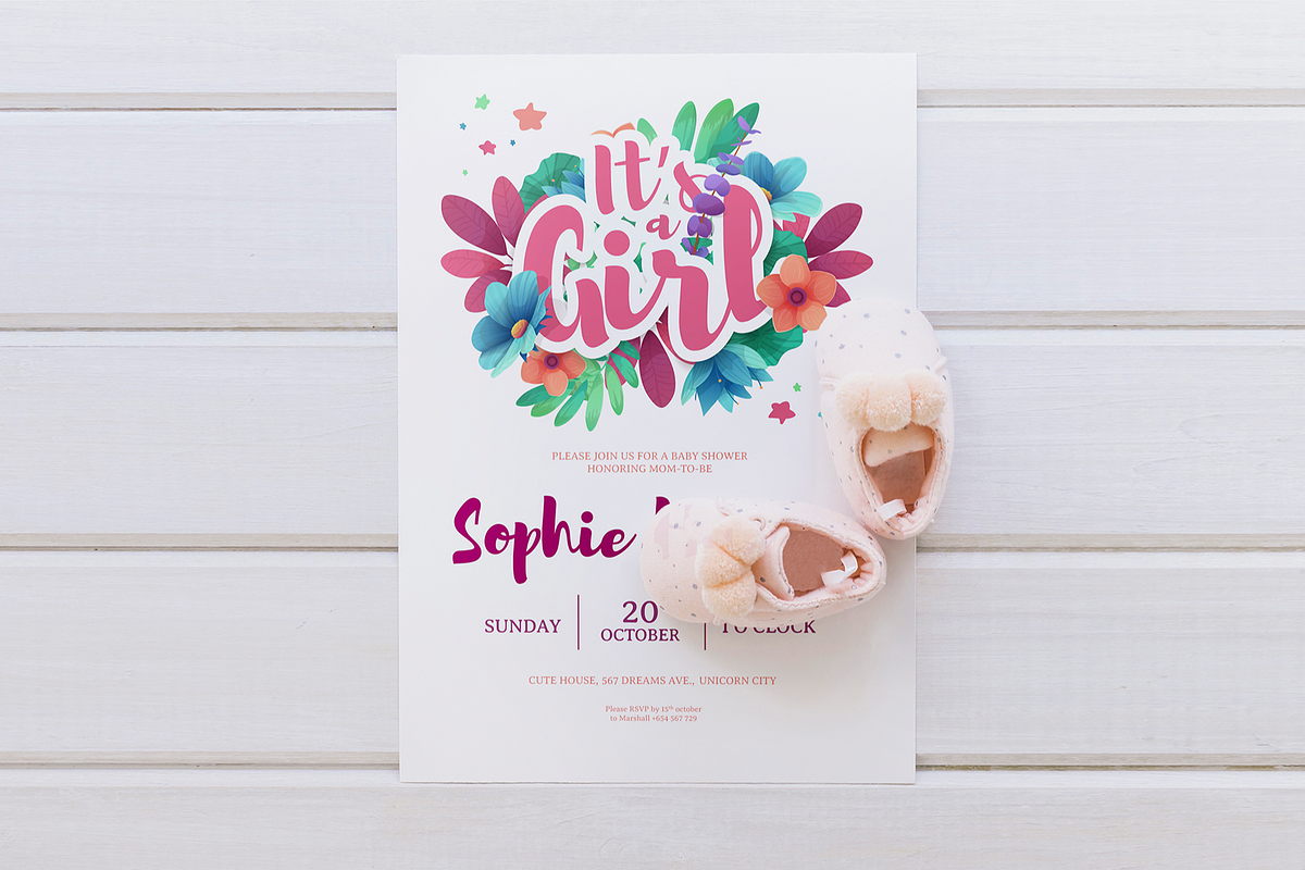 Baby Girl Shower Invitation, an Invitation Template by Uniyok (Photo 3 of 3)