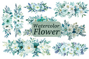 Cool Blue Watercolor Florals, an Illustration by Creativeshirt (Thumbnail 1 of 11)
