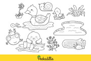 Cute Pond Animal Digital Stamp, an Animal Illustration by Peekadillie Art (Thumbnail 3 of 3)