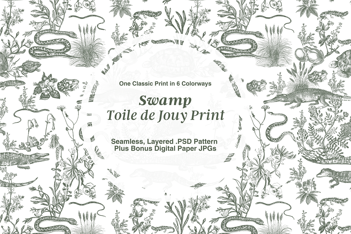 Swamp Toile de Jouy Pattern, a Pattern Graphic by Hughes Studio (Photo 1 of 7)