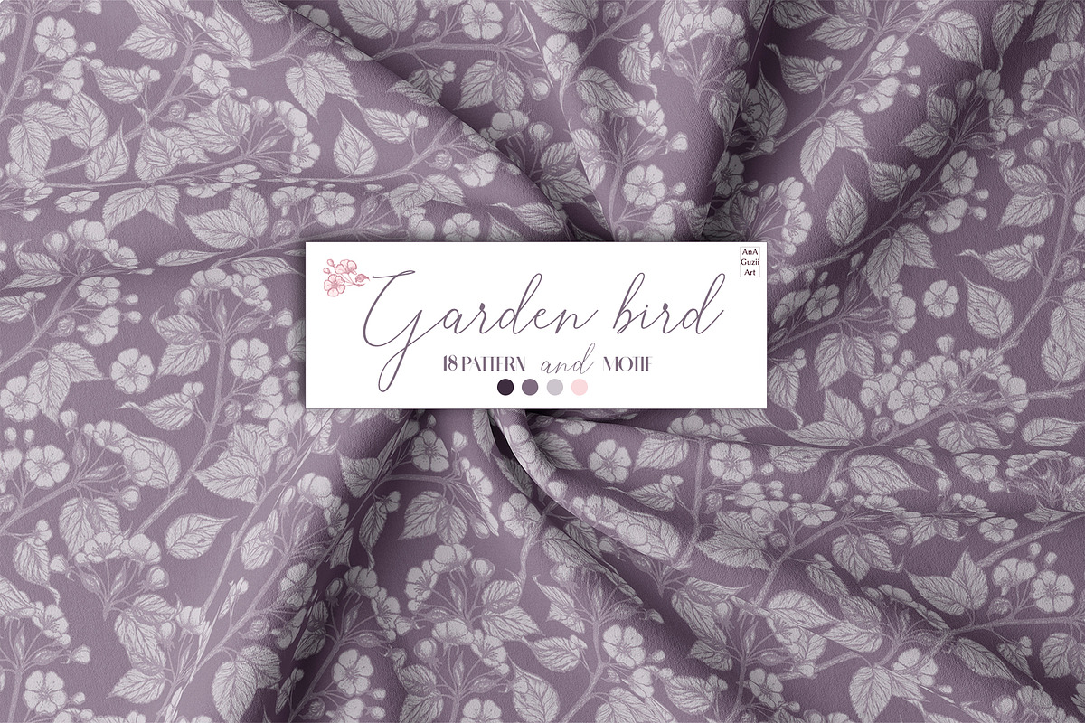Garden bird. Pattern and motifs., a Pattern Graphic by AnaGuziiArt (Photo 10 of 15)