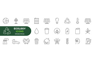 Environment Conservation Line Icons, an Object Illustration by Gentle Studio