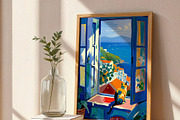 Cat Matisse Style Amalfi Coast Art, a Decorative Illustration by elfy creative (Thumbnail 2 of 4)