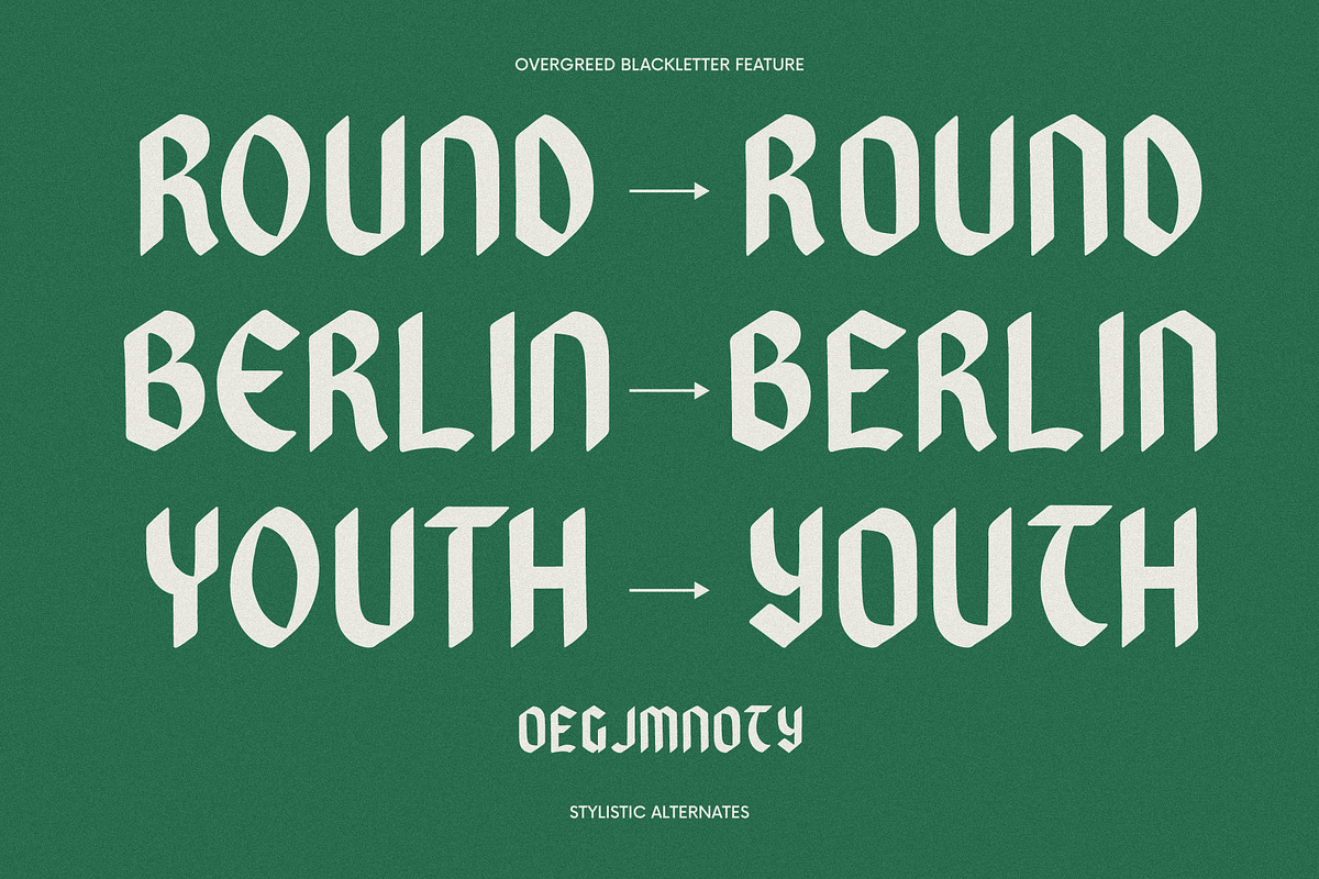 Overgreed - Rounded Blackletter, a Blackletter Font by Invasi Studio (Photo 9 of 10)