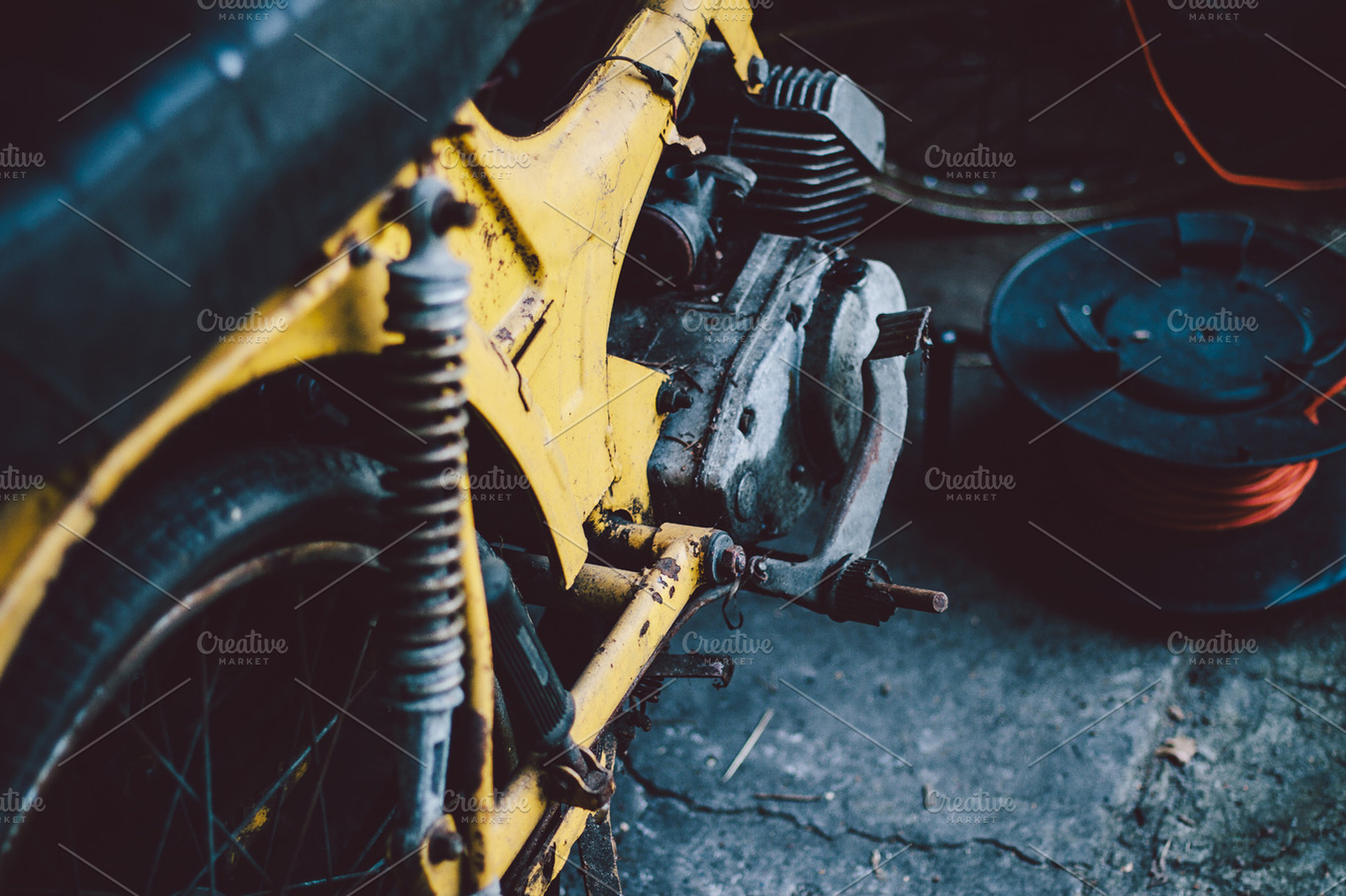Old motorbikes and mopeds 6 stock photo containing motorbike and moped