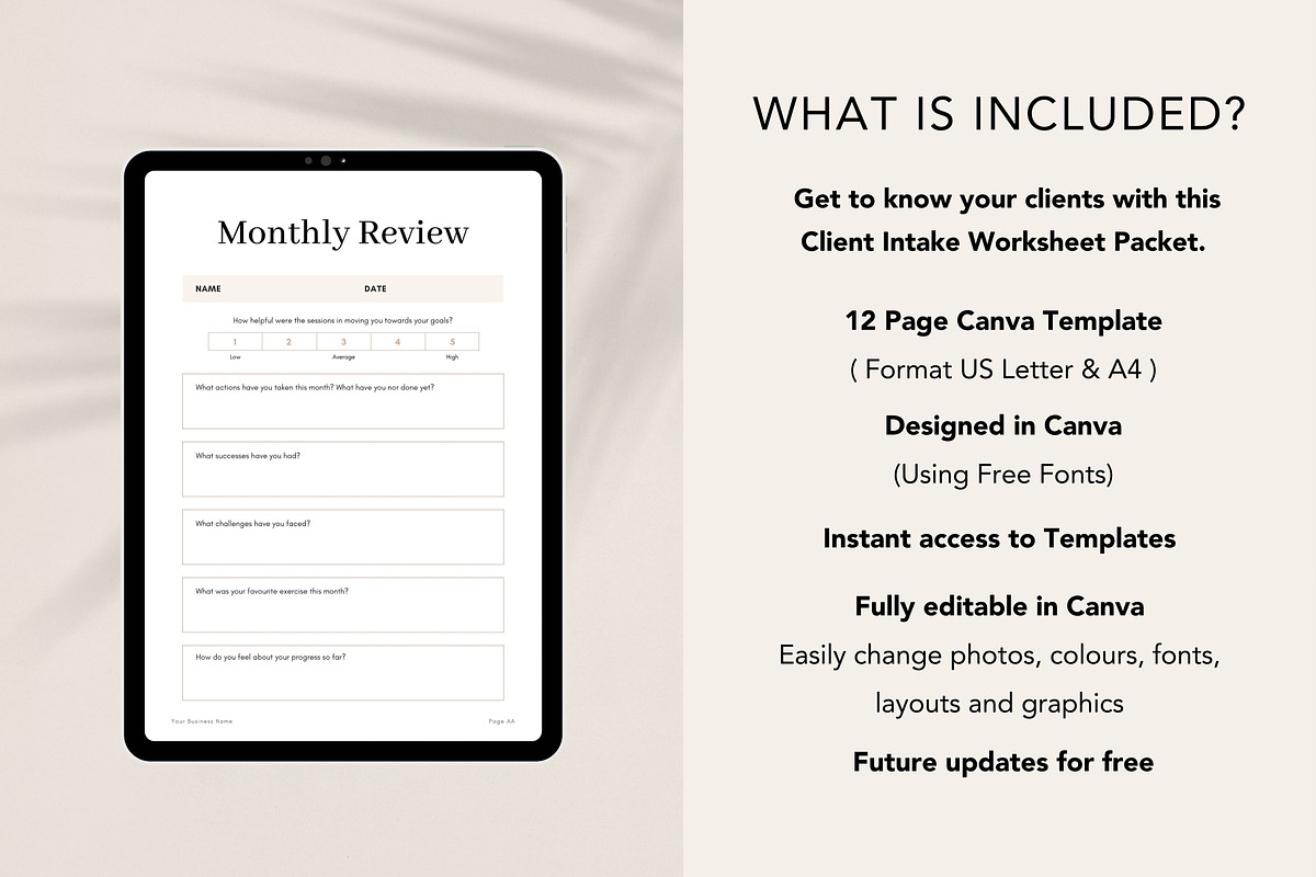 Coaching Client Intake Sheets Canva, a Brochure Template by DeeBeeDesign (Photo 6 of 10)