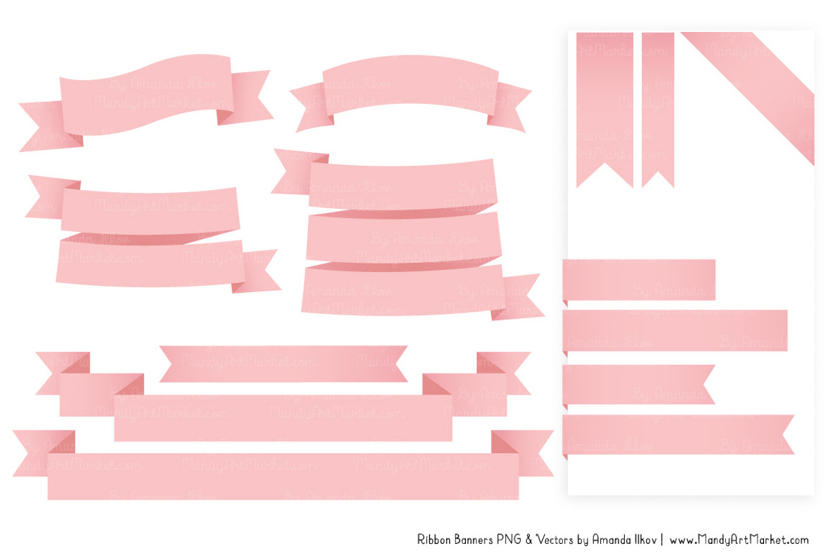 Soft Pink Ribbon Banner Clipart, an Illustration by Amanda Ilkov (Photo 4 of 4)