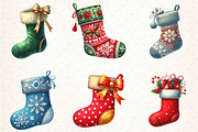 Christmas Stockings Clipart, an Illustration by DreamCafeArt (Thumbnail 3 of 6)