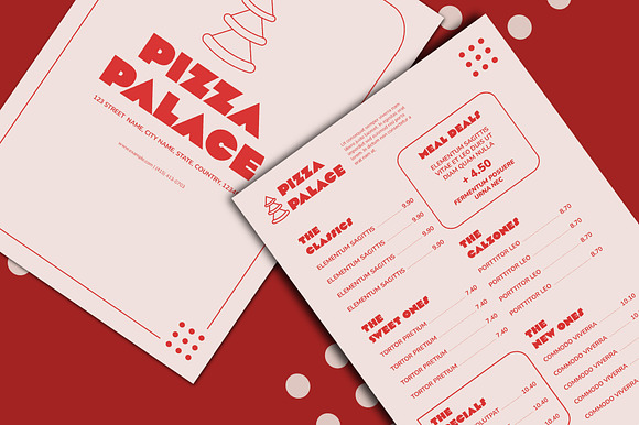 Red Pizza Restaurant Menu Red Accent