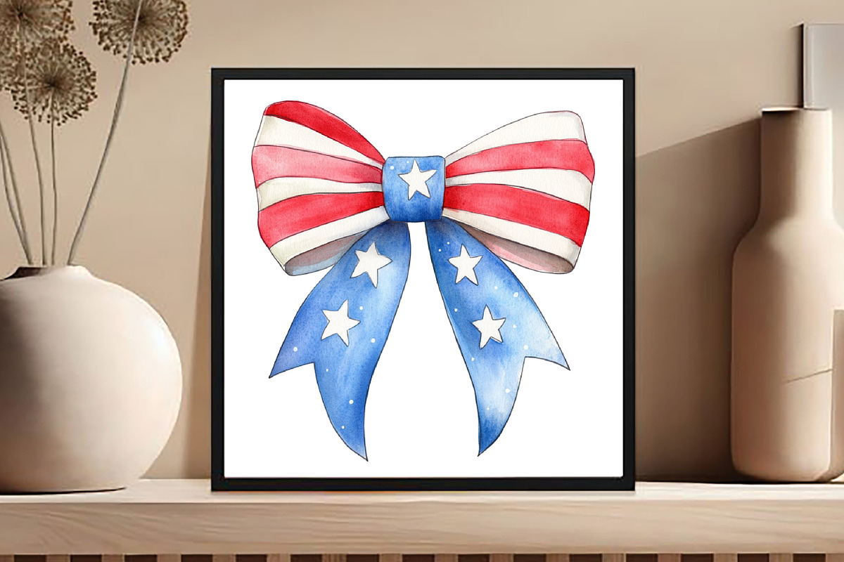 Watercolor 4th of july Bow, an Illustration by DreamCafeArt (Photo 5 of 5)