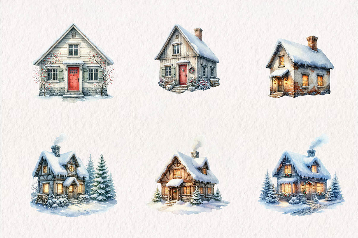 Little Town Winter Compositions PNG, a Seasonal Illustration by CreationArt (Photo 3 of 7)