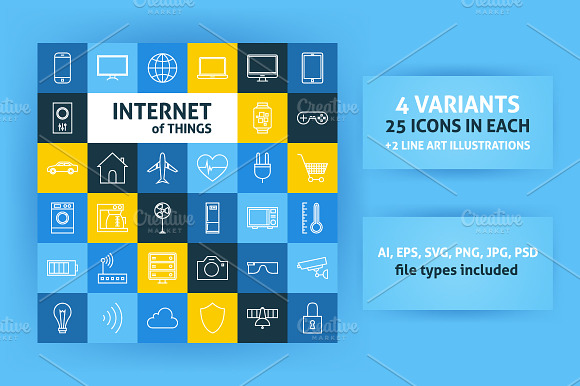 Internet Of Things Line Art Icons