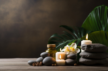 Spa Ambiance with Candle and Orchids, an Abstract Photo by Natalia Klenova's Shop