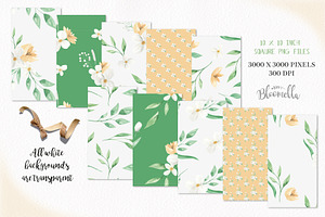 White & Yellow Floral Patterns Set