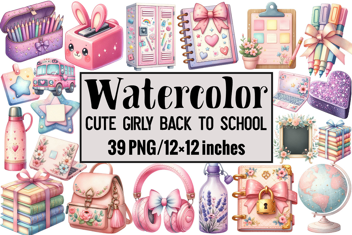 Cute Girly Back to School, an Illustration by Design Market (Photo 1 of 3)
