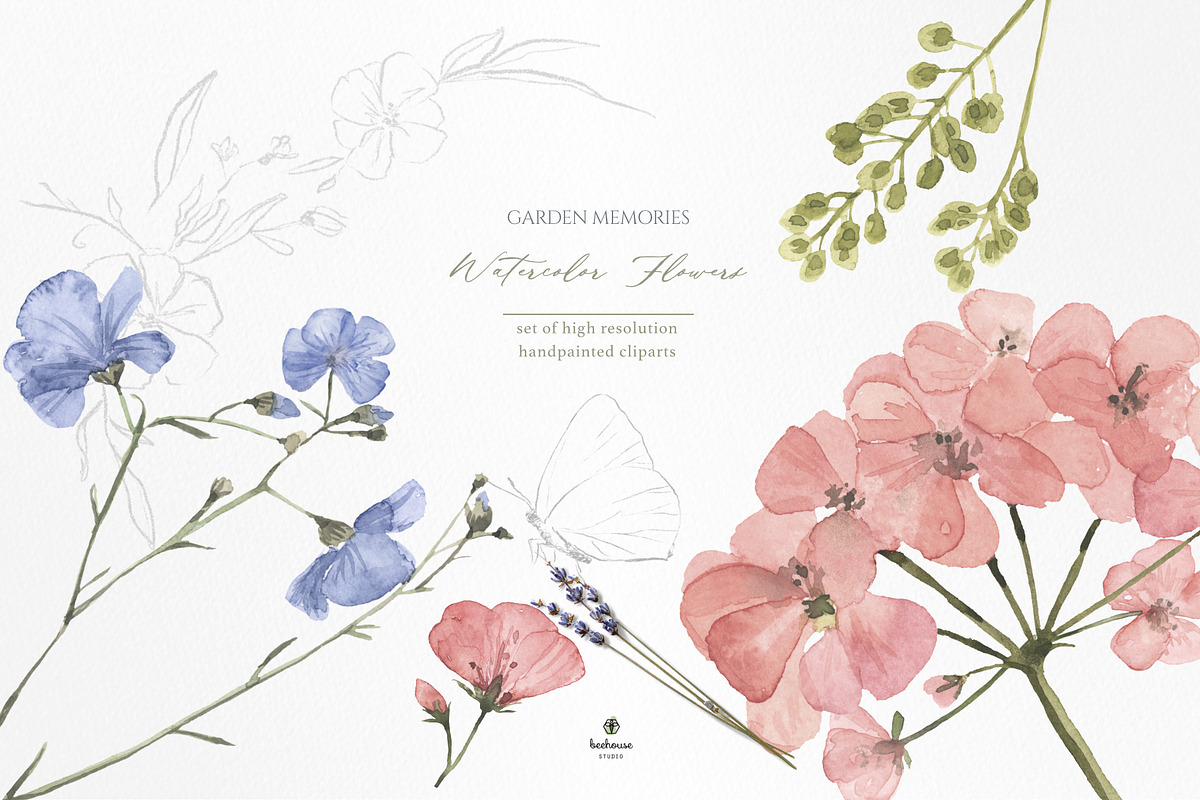 pressed floral watercolor collection, an Illustration by beehouse studio (Photo 3 of 9)