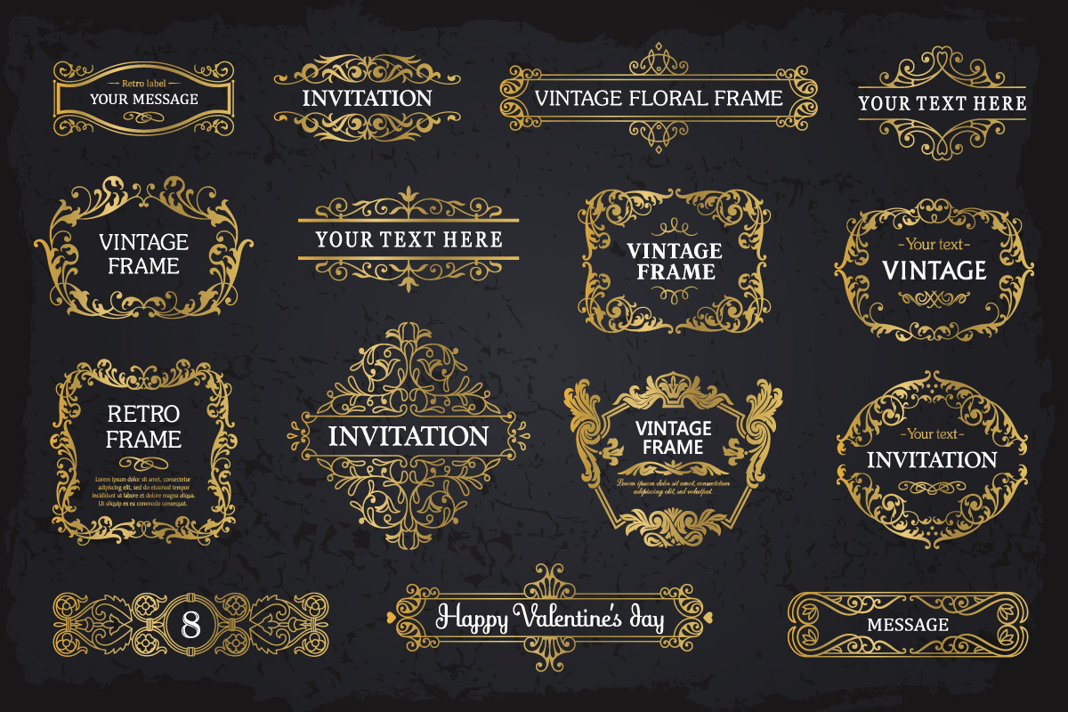 15 Golden Frames Backgrounds Set #1, an Object Graphic by Digiselector Design Goods (Photo 2 of 5)