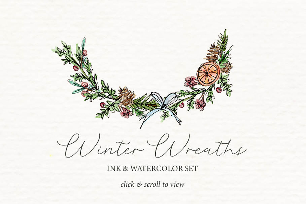 Ink & Watercolor Wreaths, a Texture Illustration by Chelsea Bromley (Photo 5 of 6)