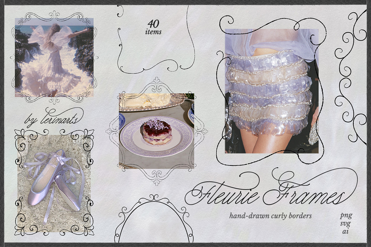 Fleurie Frames: Hand-Drawn Borders, an Object Graphic by lerinartstudio (Photo 1 of 10)