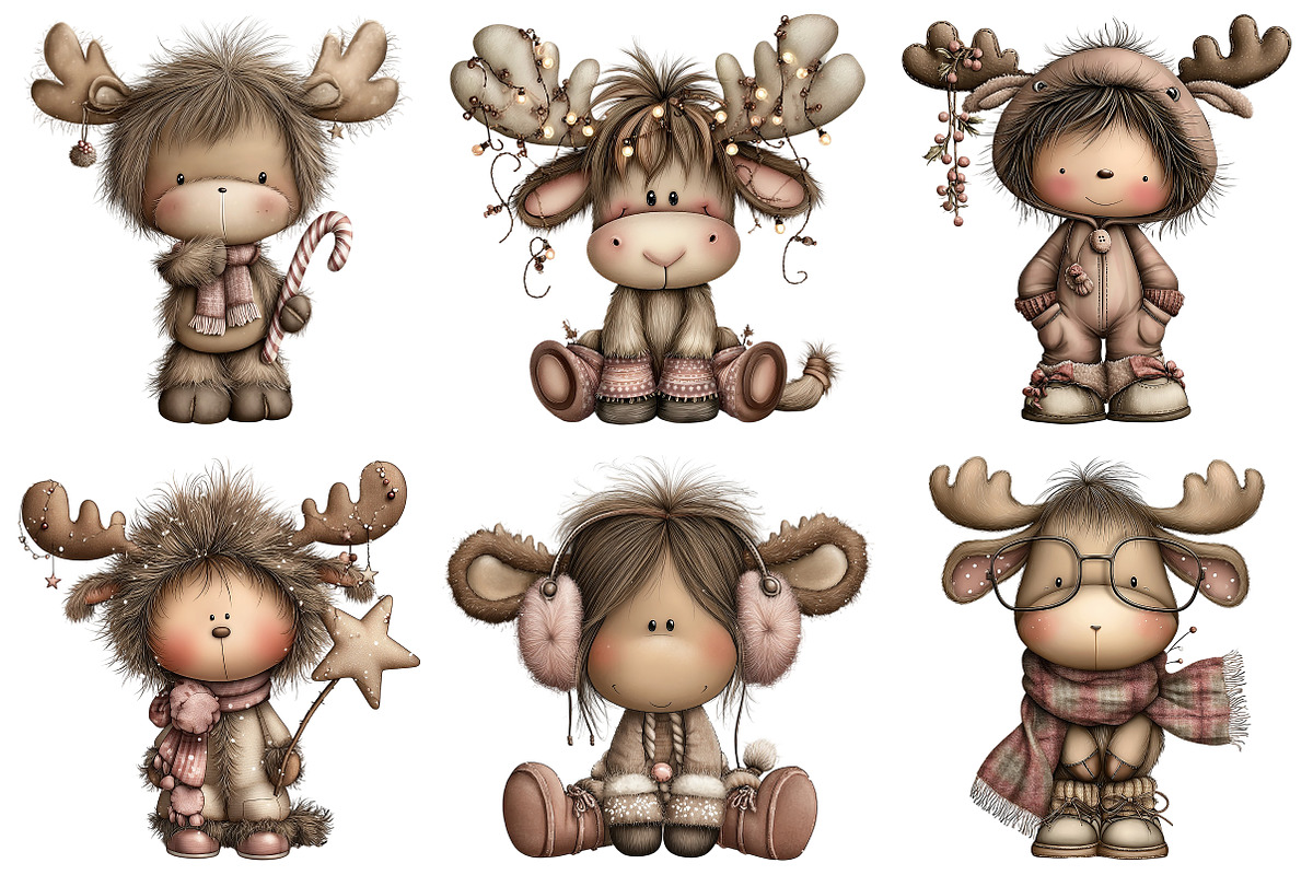 Quirky Christmas Moose Clipart, an Illustration by Craft Nest (Photo 8 of 10)