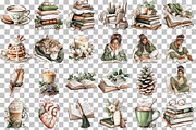 Cozy Reading Watercolor Clipart Set, an Illustration by DreamCafeArt (Thumbnail 3 of 6)