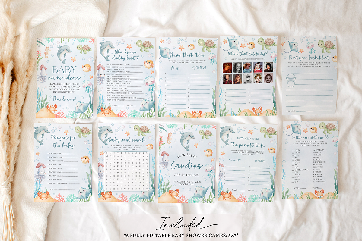 Under the Sea Baby Shower Activity, a Templates & Theme by VeliusCreativeStudio (Photo 2 of 6)