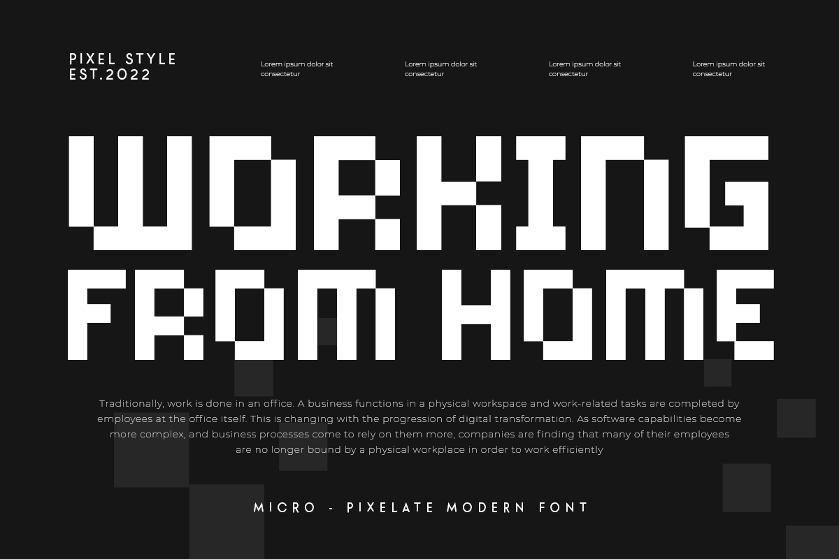 Micro - Pixelate Modern Font, a Sans Serif Font by Hamz Studio (Photo 7 of 16)