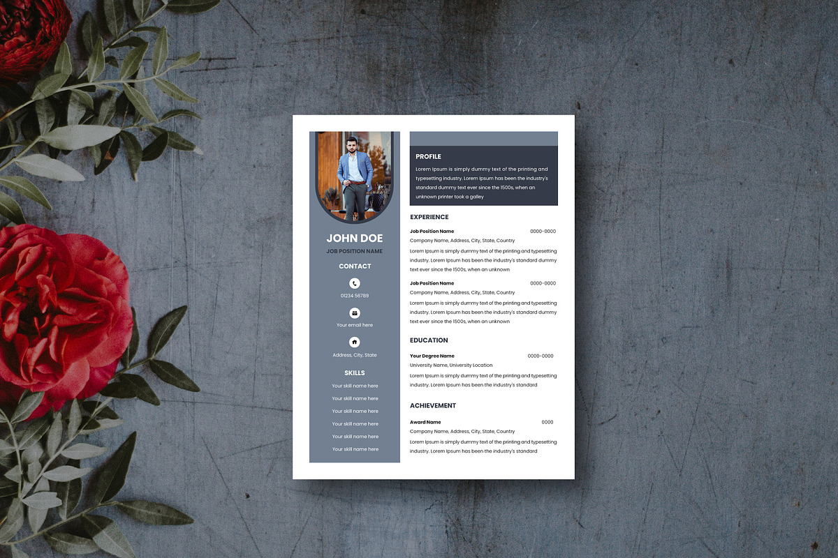 Stylish Minimal CV Template, a Resume Template by Annudesign (Photo 1 of 5)