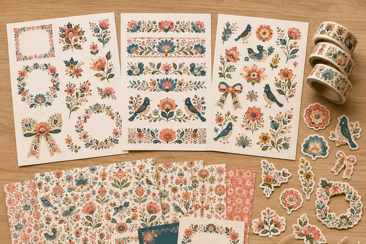 Floral Modern Folk clipArt Whimsy, a Decorative Illustration by HeavensStar (Photo 6 of 6)