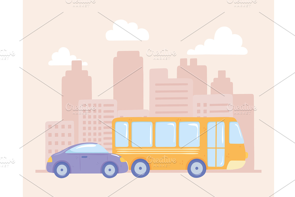 car bus city, a Transportation Illustration by studiogstock