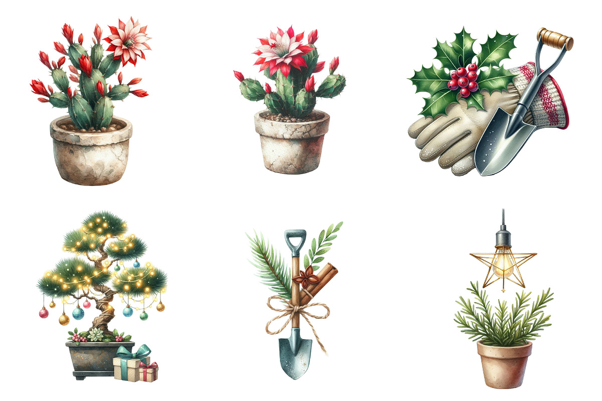 Christmas Indoor Gardening Clipart, an Illustration by CreationArt (Photo 5 of 5)