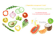 Watercolor clipart Vegan Mix summer, a Food Illustration by Vivitta (Thumbnail 6 of 6)