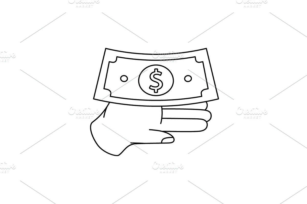A hand holding a dollar sign outline, a Finance Illustration by GraphiShop