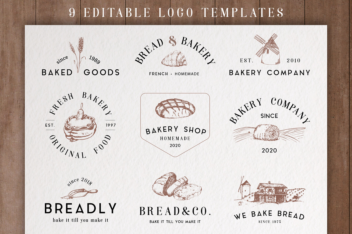 Bakery logo template, a Branding & Logo Template by Chewie Co (Photo 2 of 13)