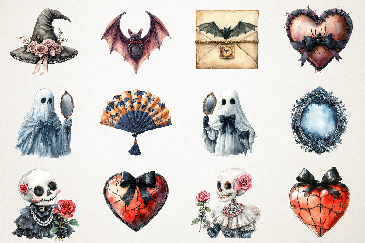 Sepia Coquette Halloween Clipart, an Illustration by RobertsArt (Photo 6 of 7)