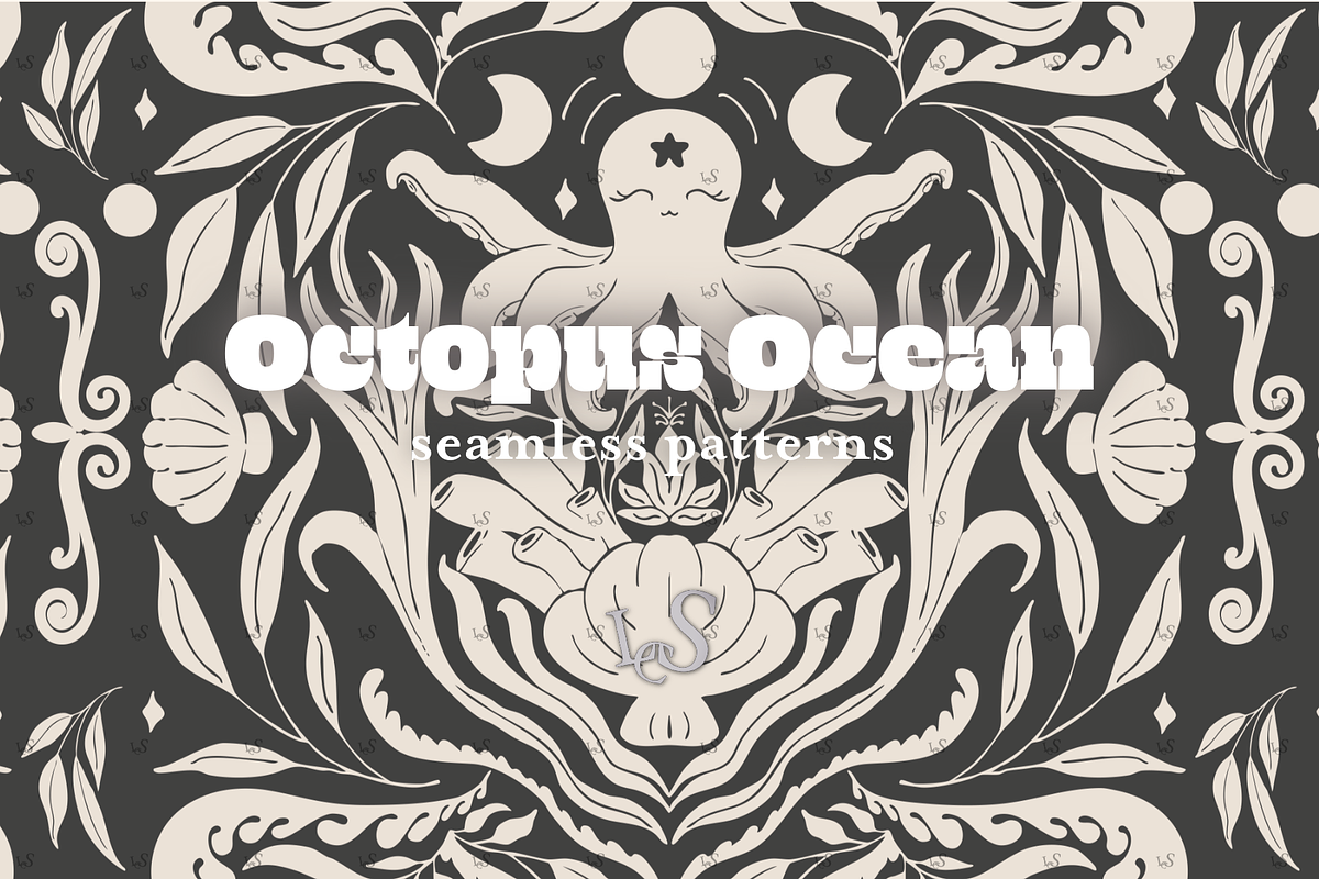 Octopus Ocean Cute Dark Academia, a Pattern Graphic by Little Creative Scribbles (Photo 12 of 13)