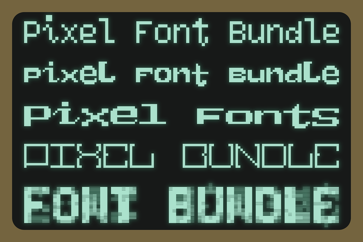 Pixel Font Bundle (+1 glitchy font), a Font by Suolahti Type (Photo 1 of 8)