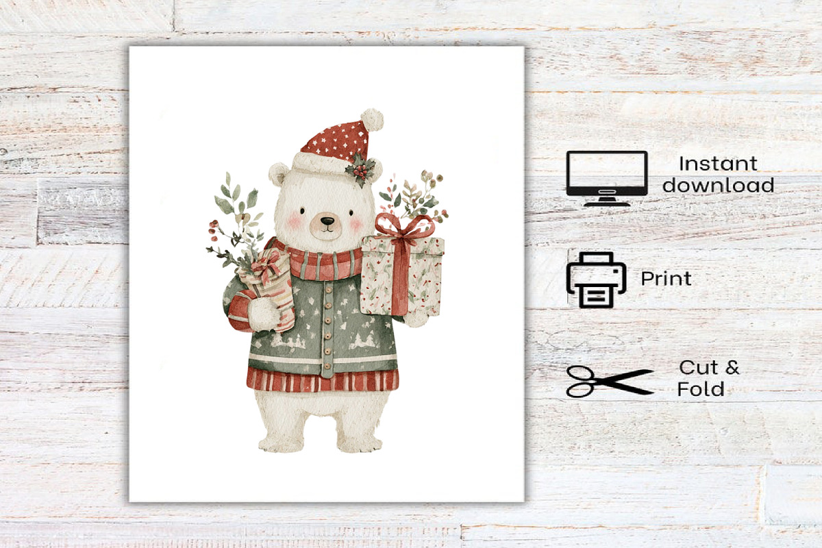 Watercolor Boho Christmas Clipart, an Illustration by Canvas Craft (Photo 8 of 8)