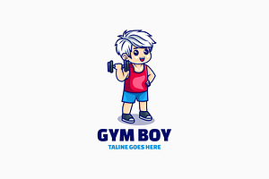 Gym Boy Mascot Cartoon Logo, a Branding & Logo Template by Artnivora.Std