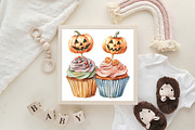 Halloween Cupcakes Vintage Clipart, an Illustration by CraftArtStudio (Thumbnail 6 of 6)