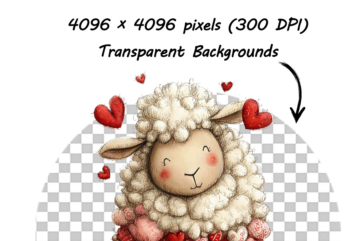 Whimsical Valentine Sheep Clipart, a Graphic by one-touch (Photo 10 of 16)