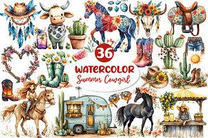 Summer Cowgirl Sublimation Clipart, an Illustration by Dream Creation