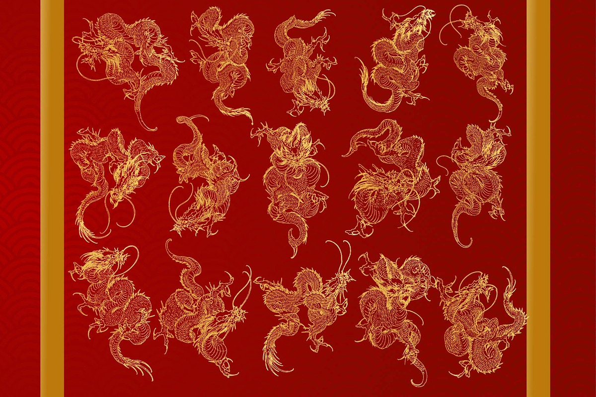 Golden dragon clipart, a Decorative Illustration by TaKong Magics (Photo 3 of 6)