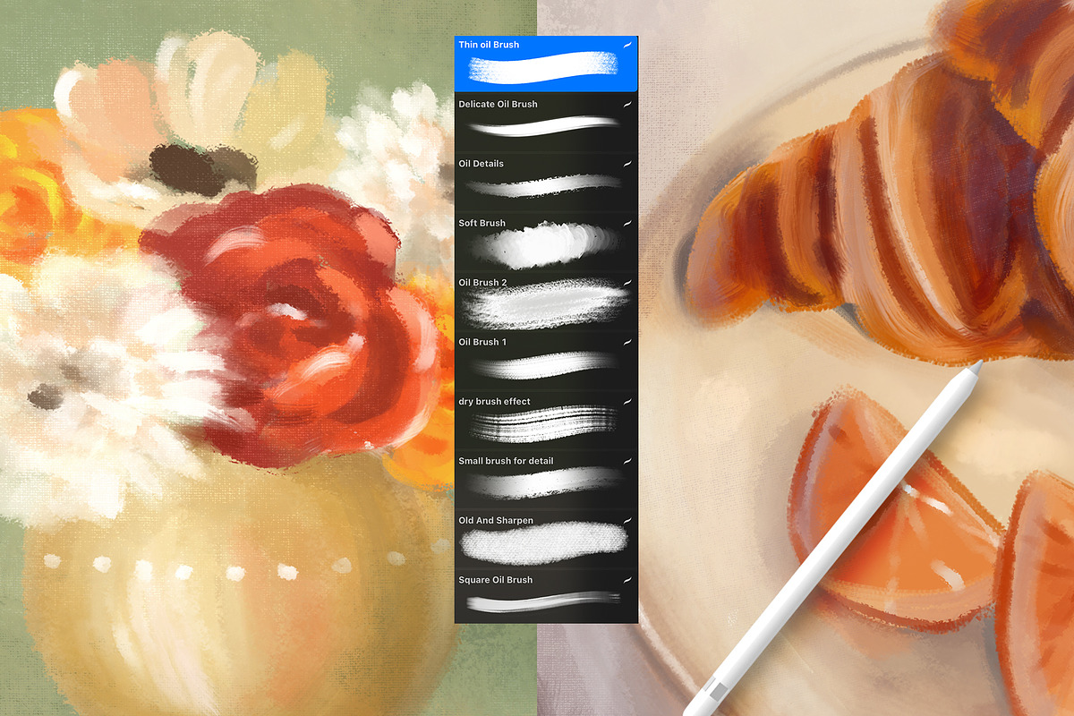 VINTAGE OIL. Procreate brushes, a Brush Add-On by Spark Studio Brushes (Photo 6 of 7)