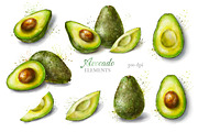 Avocado Watercolor Collection., a Decorative Illustration by VetaDesign (Thumbnail 4 of 8)