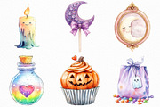 Watercolor Dreamy Cute Halloween PNG, an Illustration by Craft Nest (Thumbnail 5 of 6)